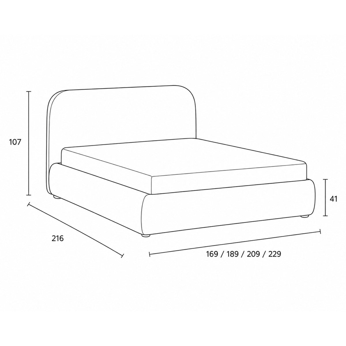 Upholstered bed with storage in a soft modern style | Eterial
