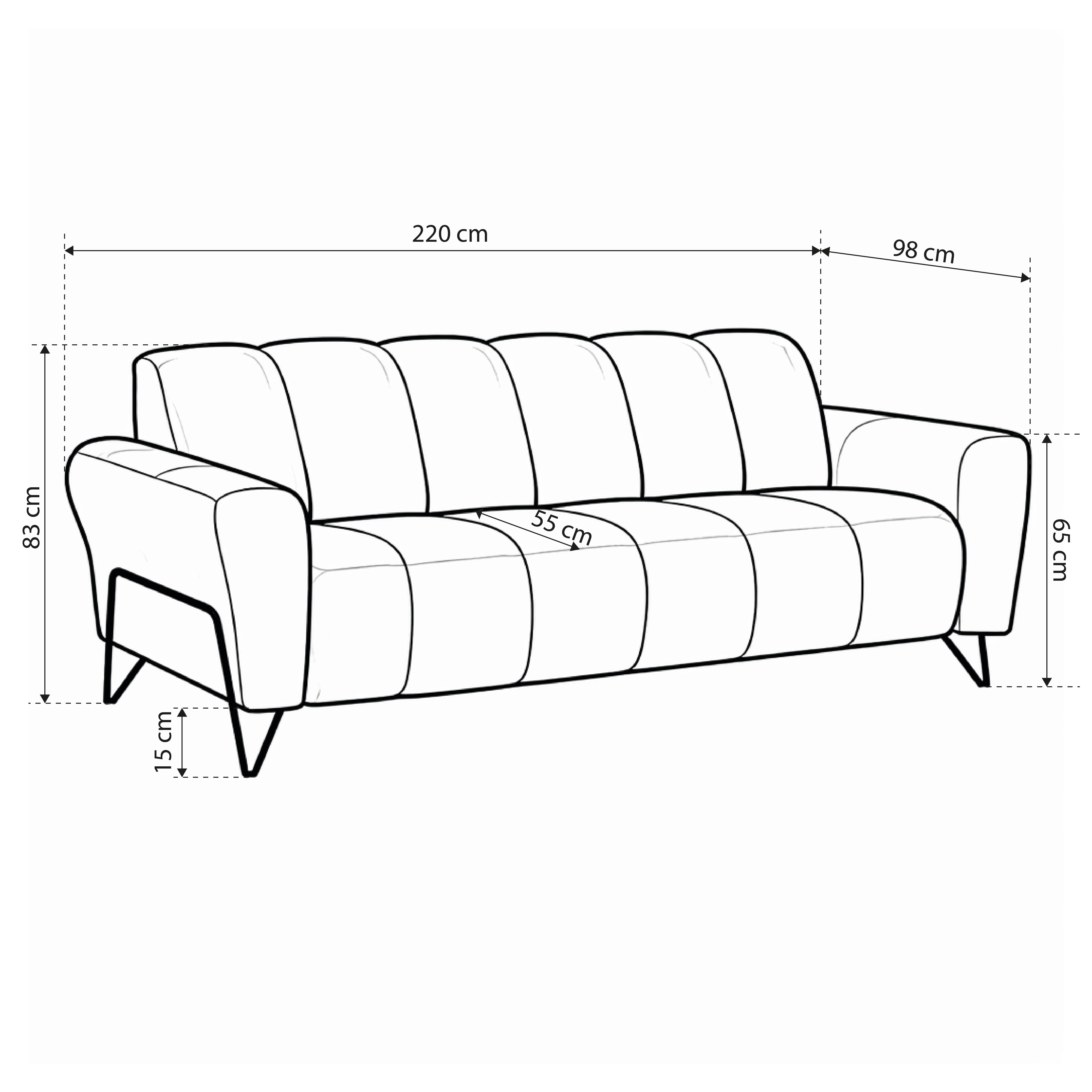 Three-seater sofa for living room in modern style, Vega fabric | Nellia