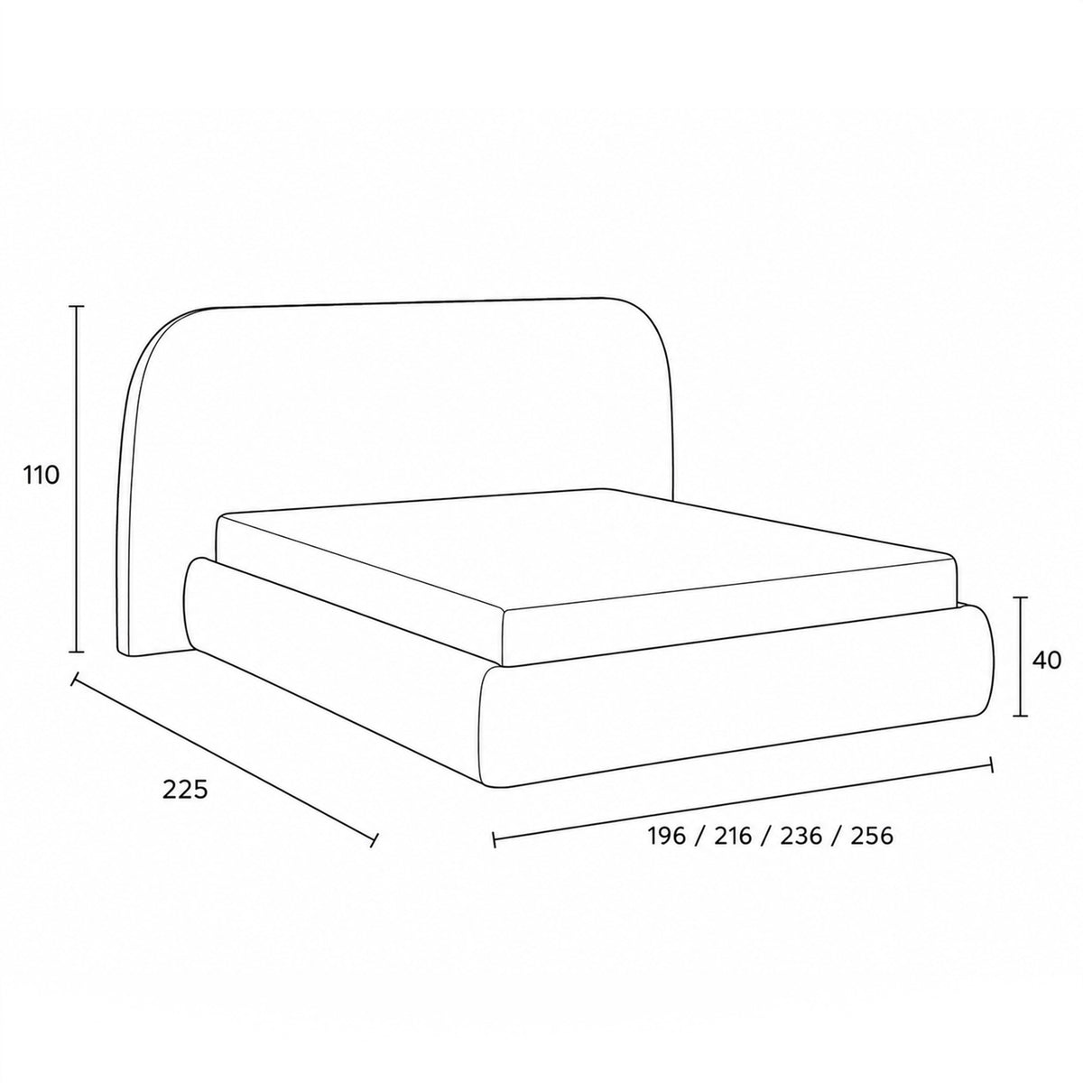 Upholstered bed with storage in a modern soft style | Frasspo
