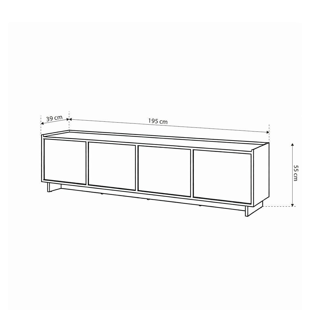 TV cabinet with closed compartments 147x55 in Japandi style | Kiyro