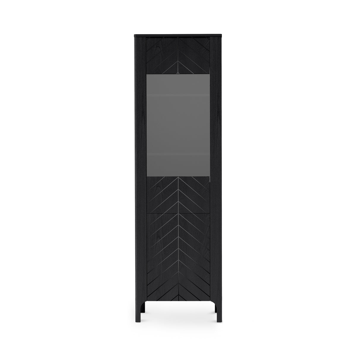 Tall EKLIPSO display cabinet 60x197 with glazing in a modern style – colour Black | Pillovely