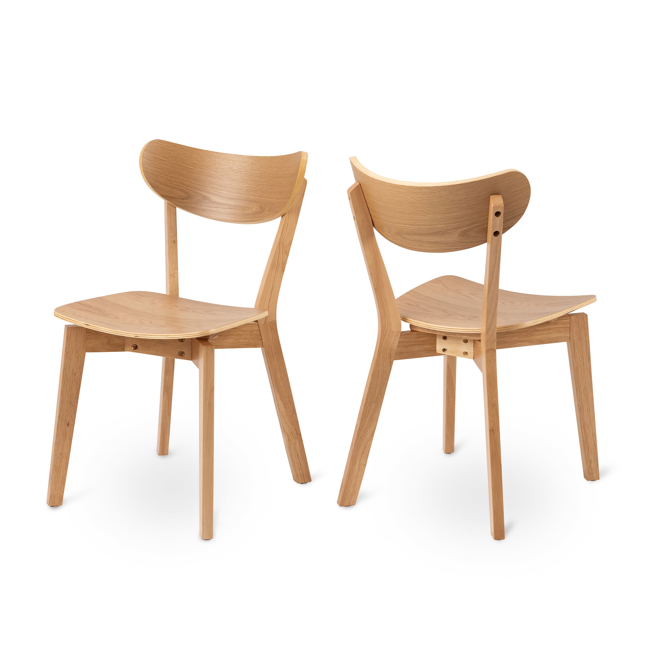 Zestaw dwóch krzeseł drewnianych w stylu skandynawskim - profilowane siedzisko, różne warianty wykończenia | Krel