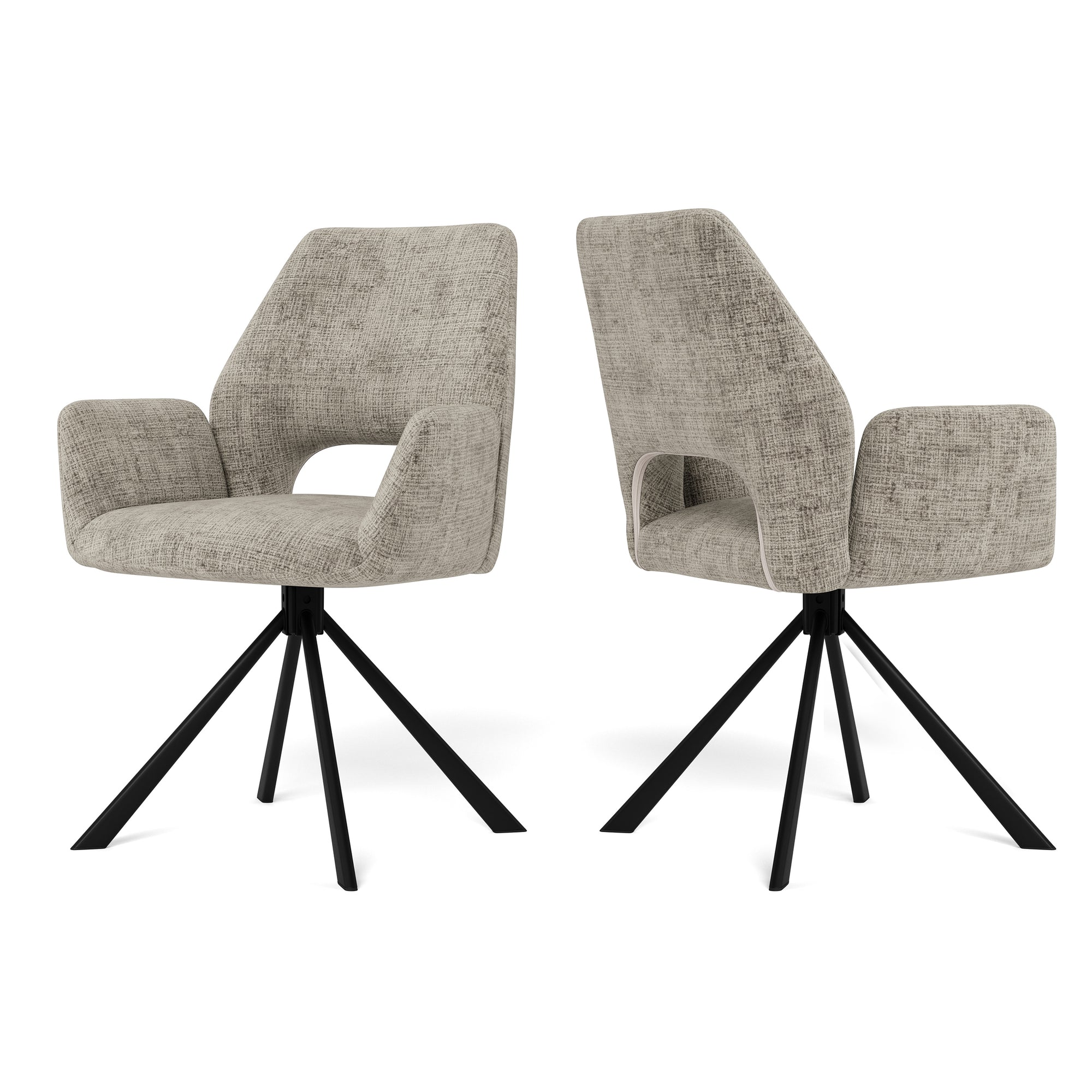 Zestaw dwóch krzeseł obrotowych z podłokietnikami w stylu nowoczesnym - wyprofilowane oparcie, podstawa krzyżak | Fente