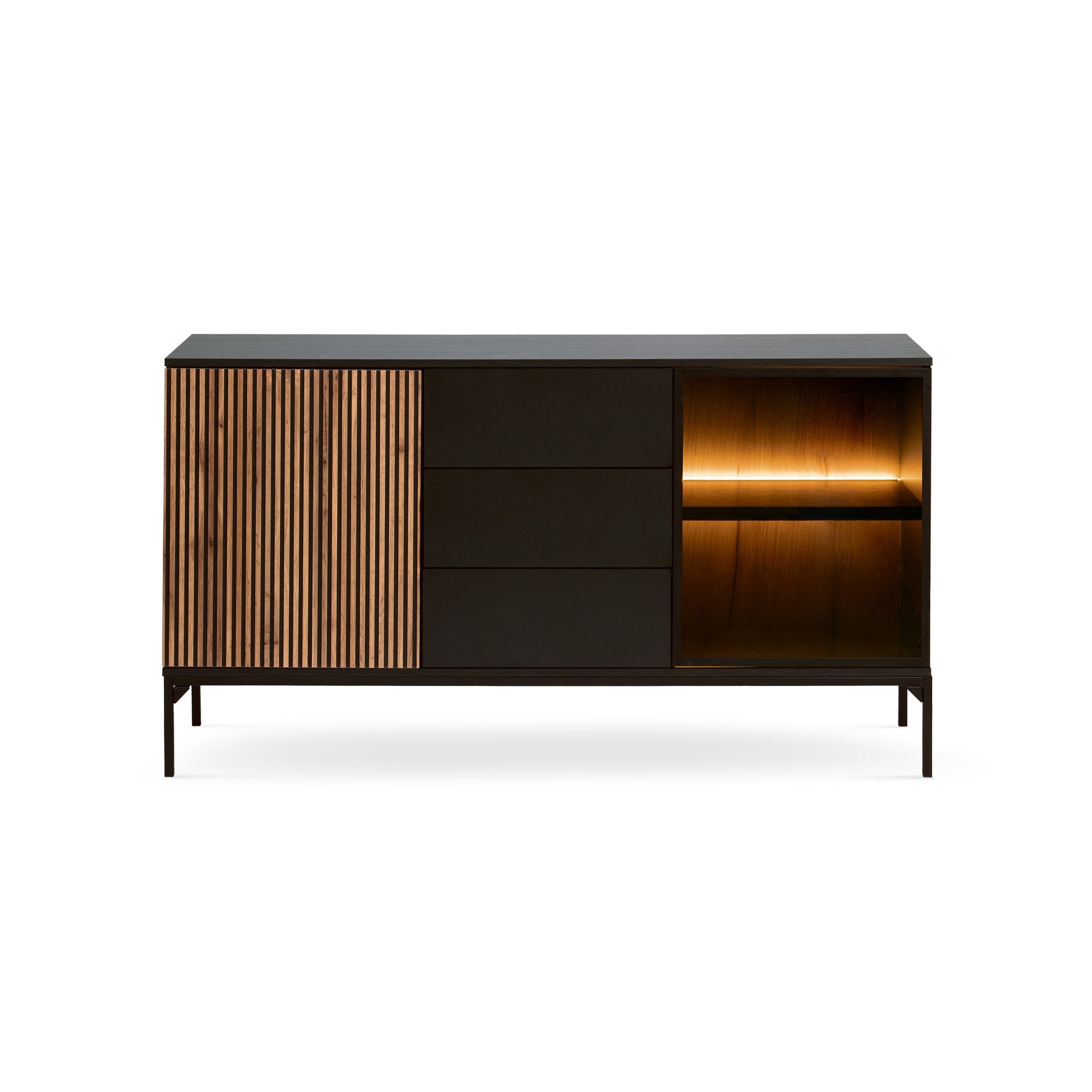 Komoda z szufladami i drzwiami 154x83 w stylu loft | Lampy
