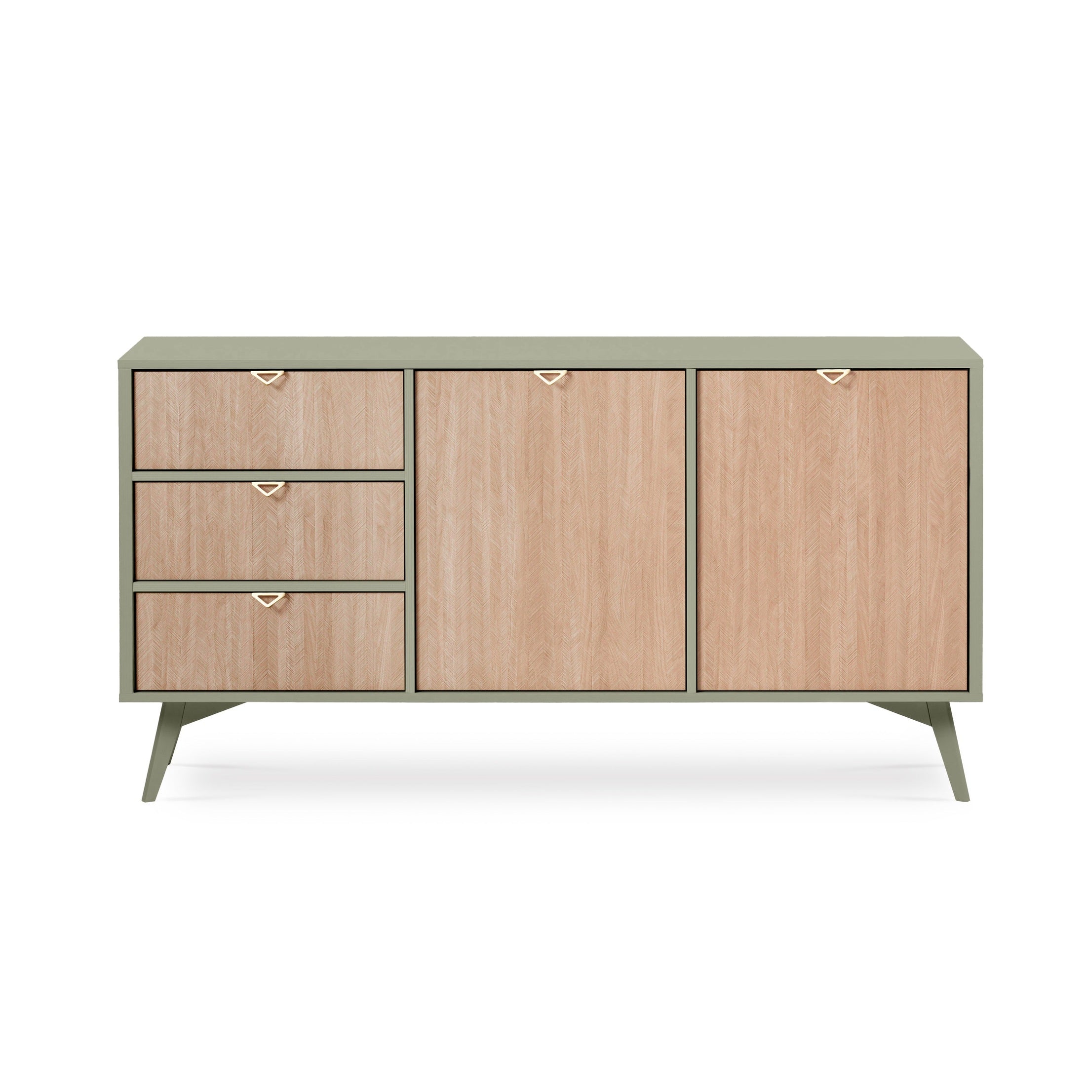 Komoda 158x80 z szufladami i szafkami w stylu japandi | Mandala