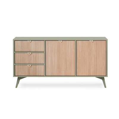 Komoda 158x80 z szufladami i szafkami w stylu japandi | Mandala