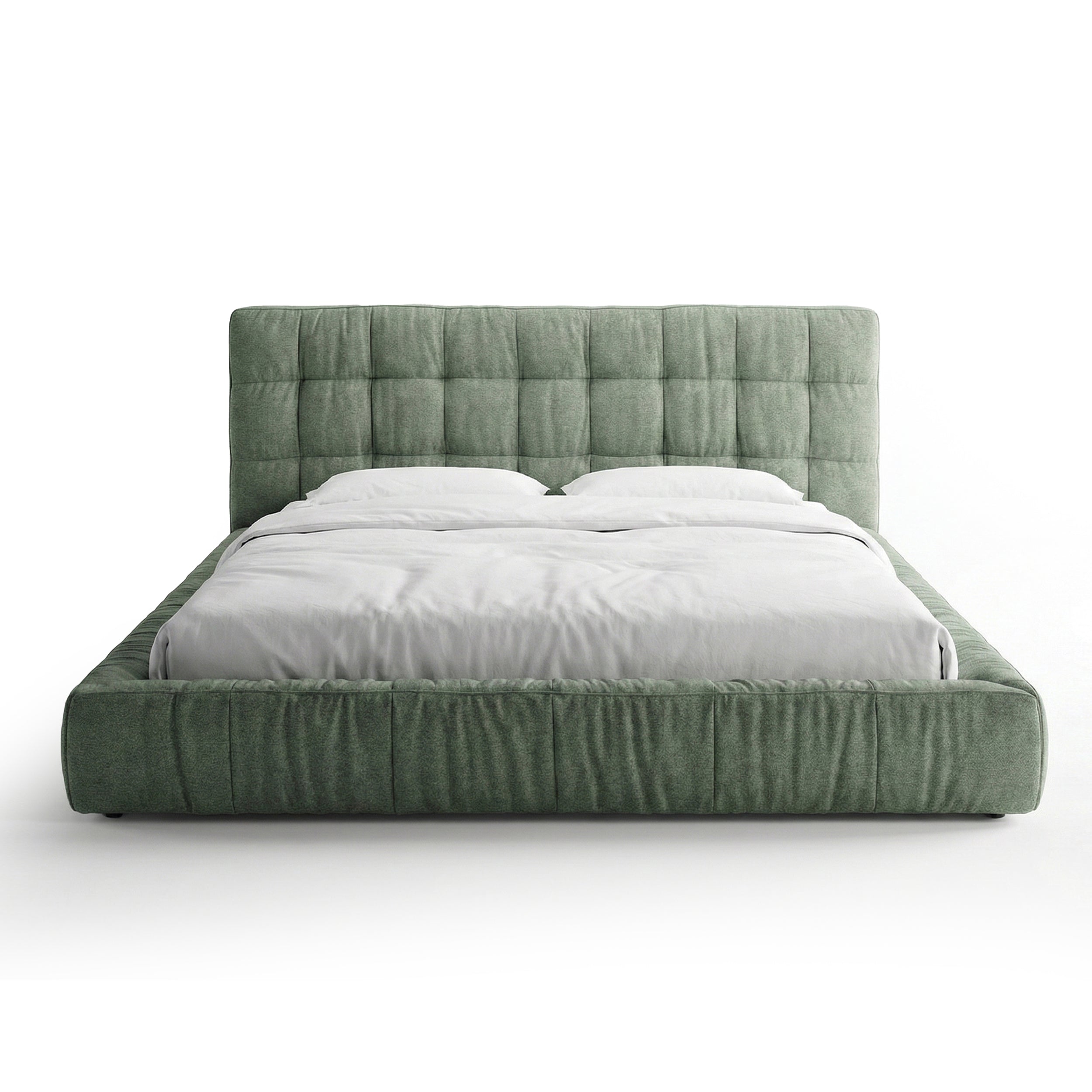 Quilted upholstered bed with a low frame in a modern style | Talaro