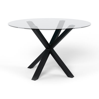 Okrągły stół szklany 119x76 w stylu nowoczesnym | Stela Czarny metal