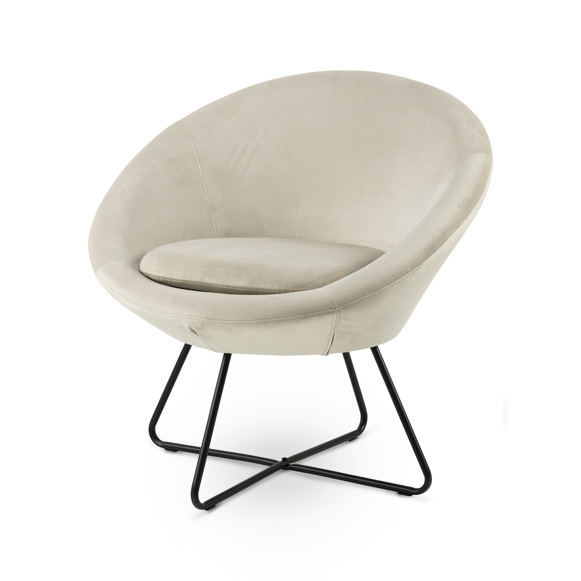 Fotel wypoczynkowy z profilowanym oparciem w stylu nowoczesnym - metalowa podstawa, kompaktowa forma | Otulo Kremowy Beż