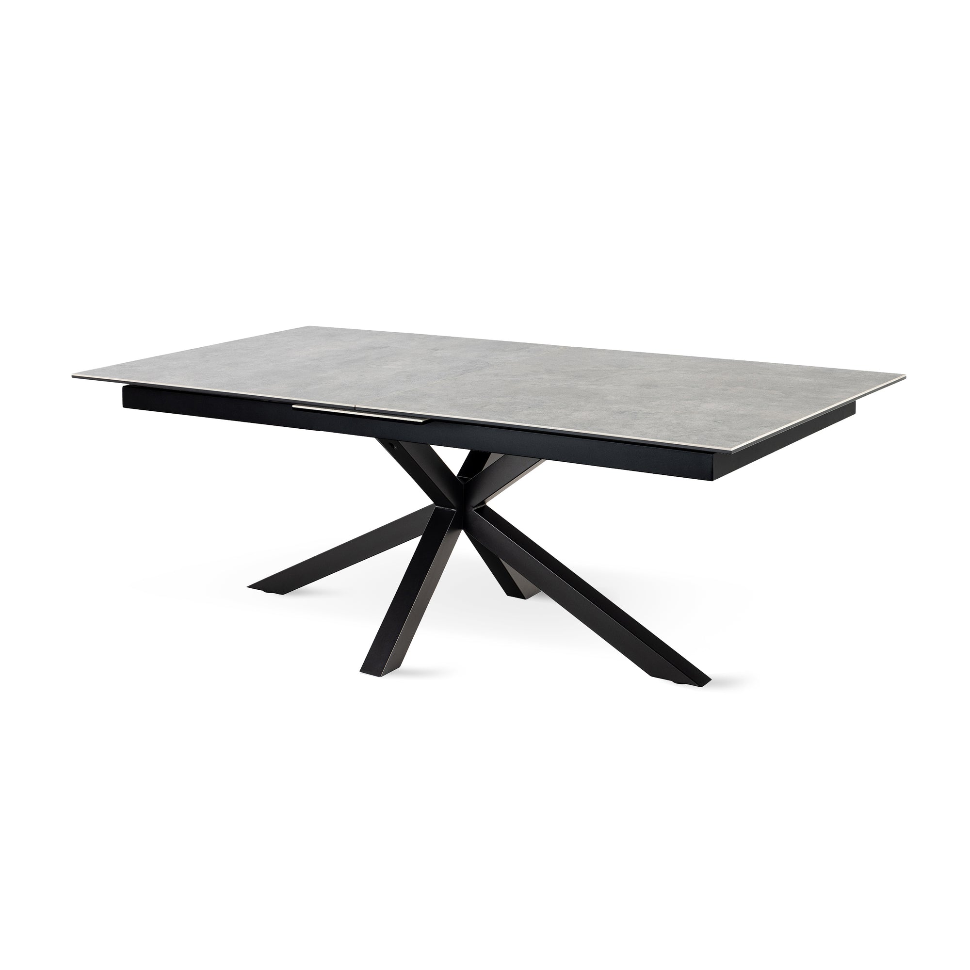 Duży rozkładany stół do jadalni 200-240x76 w stylu nowoczesnym - ceramiczny blat, designerski stelaż, 4 warianty kolorystyczne | Lorrins Jasny Popiel