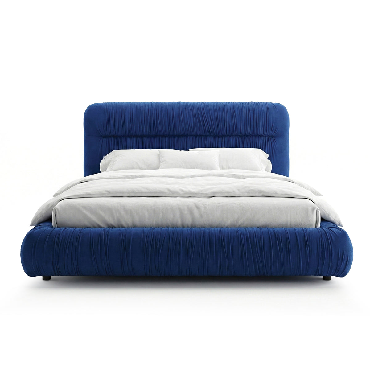 Upholstered Pleated Ottoman Bed with Storage in Modern Style | Drapori