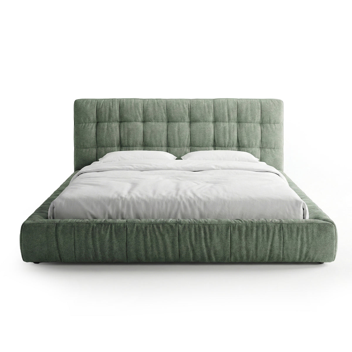 Quilted upholstered bed with a low frame in a modern style | Talaro