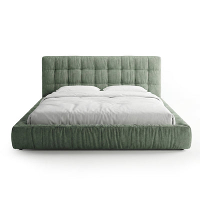 Quilted upholstered bed with a low frame in a modern style | Talaro