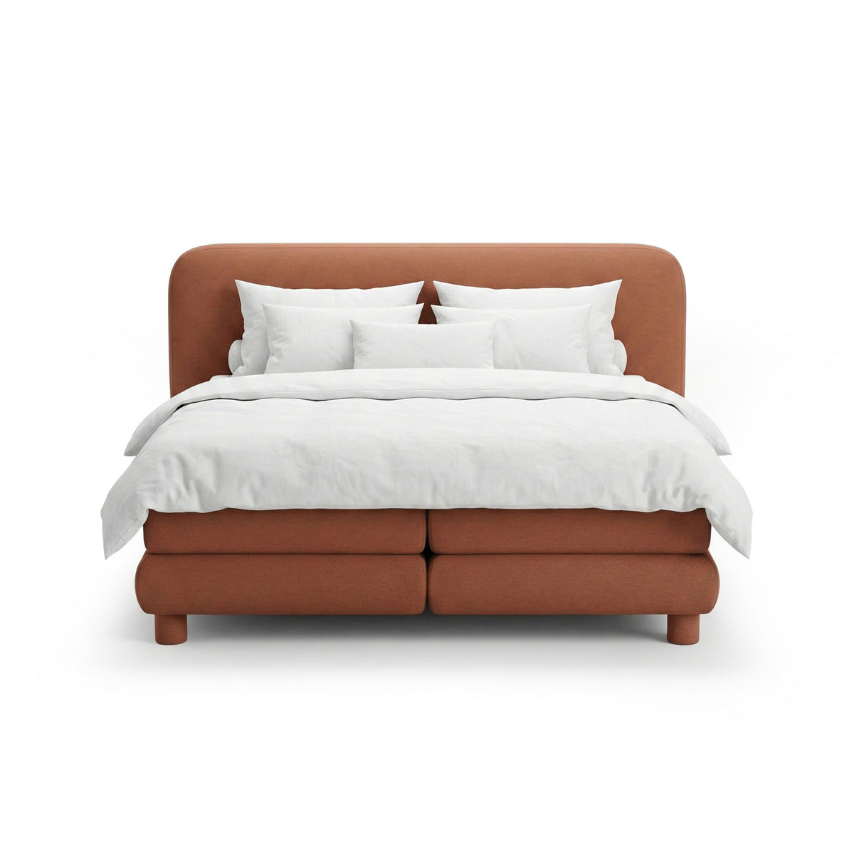 Continental bed with a rounded headboard in a modern organic style | Portela