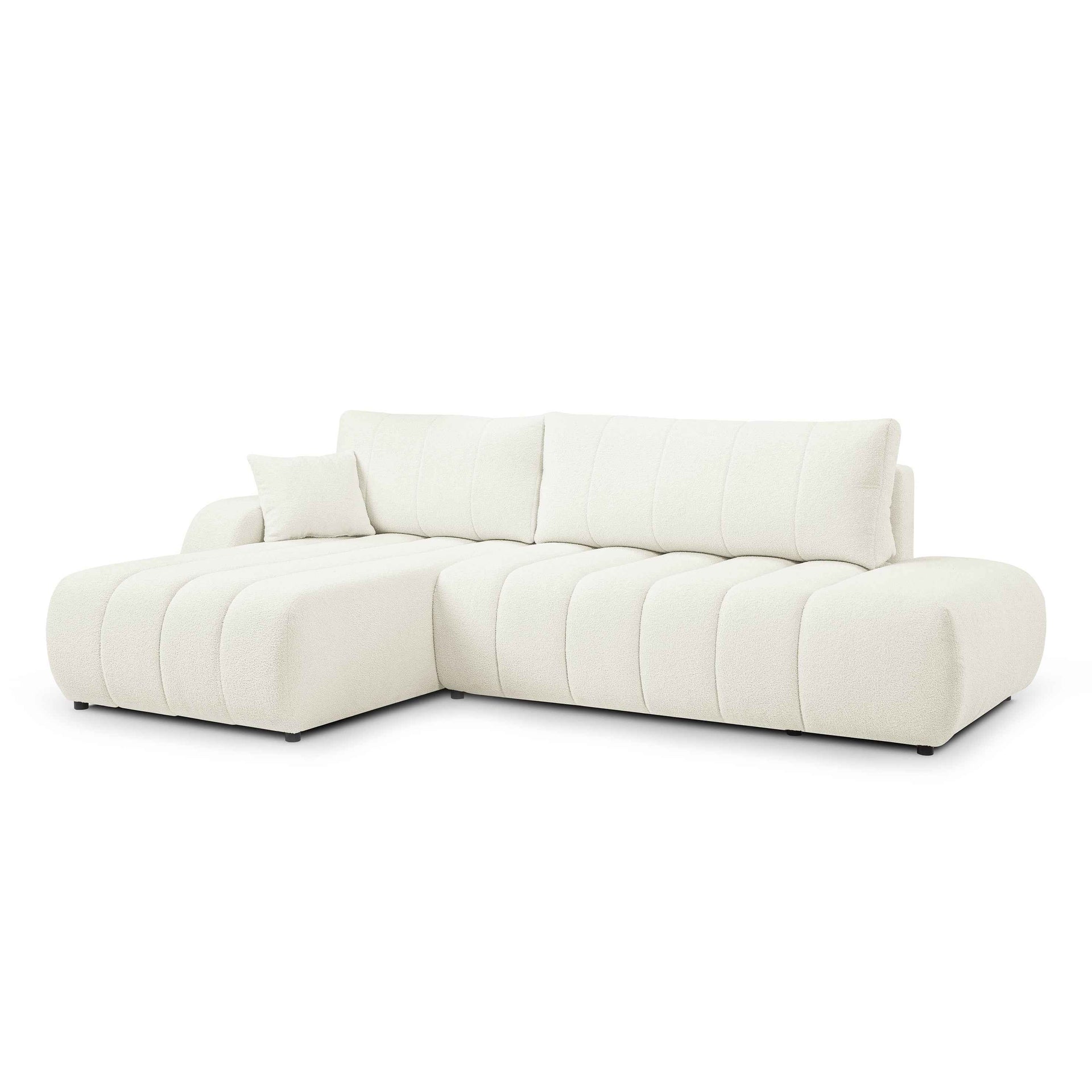 Narożnik z funkcją spania DL 276 cm w stylu nowoczesnym – tkanina Lambi, dekoracyjne przeszycia, pojemnik | BALOA