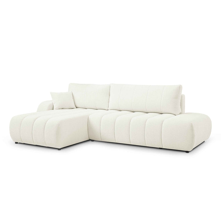 Narożnik z funkcją spania DL 276 cm w stylu nowoczesnym – tkanina Lambi, dekoracyjne przeszycia, pojemnik | BALOA