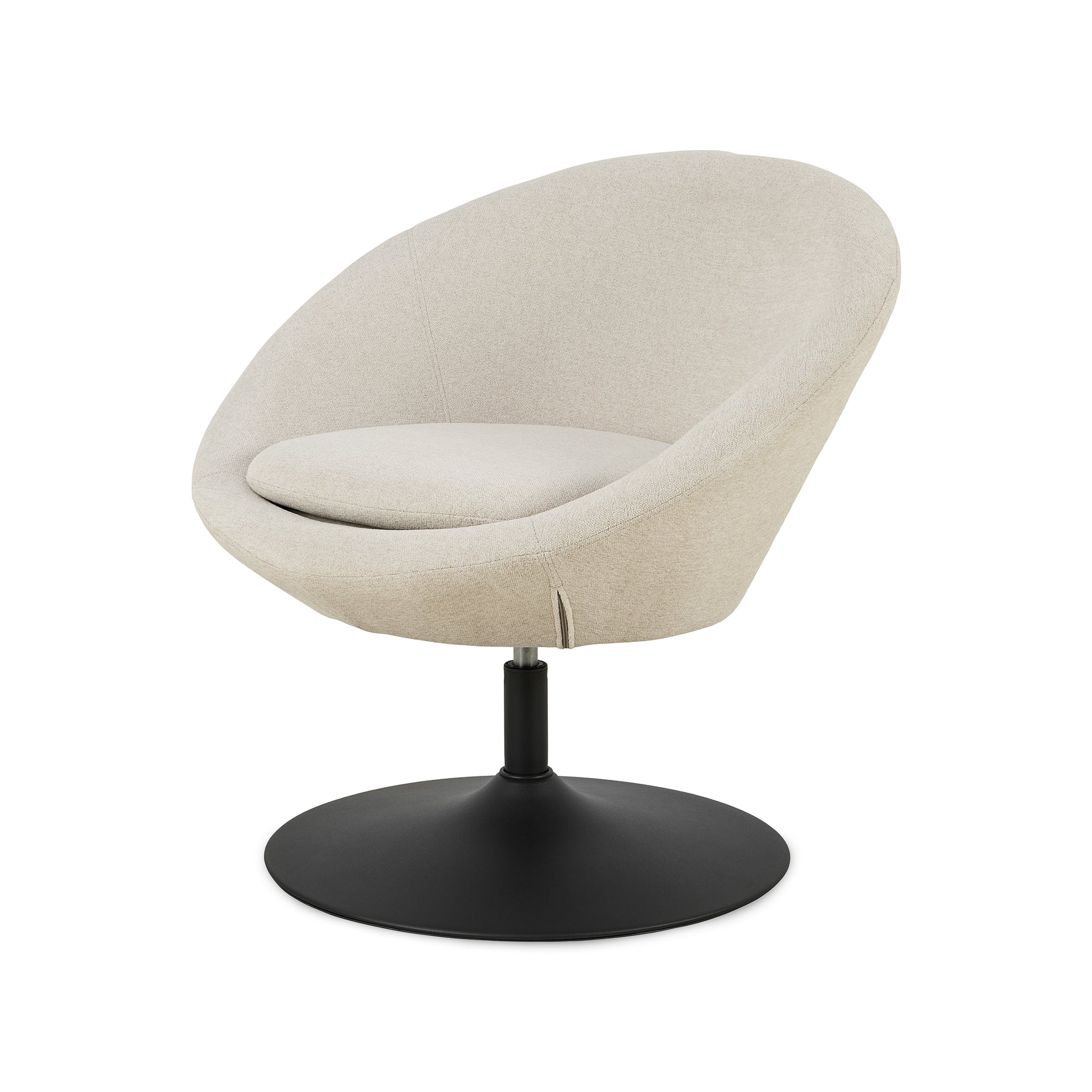 Fotel do relaksu obrotowy w stylu soft - tapicerowany, metalowa podstawa trumpet, zintegrowane podłokietniki | Otulo