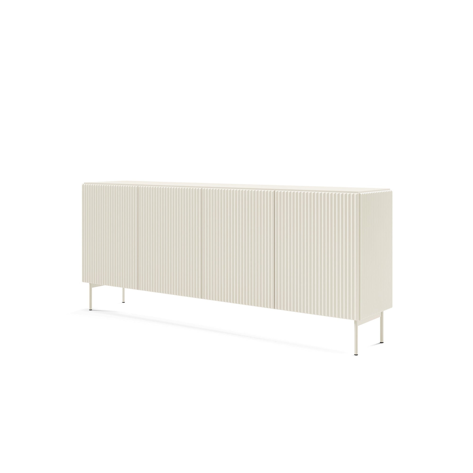 Komoda z drzwiami 195x81 w stylu nowoczesnym - kaszmir, push-to-open, 4 drzwi | MuzZI