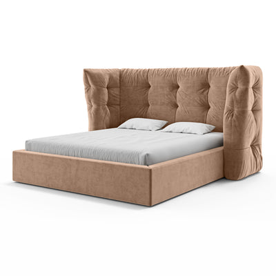 Tufted upholstered bed with storage in a glamour style | Diara