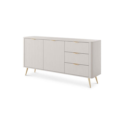 Komoda 163x81 z szufladami i drzwiami w stylu eleganckim | Laanti Beż