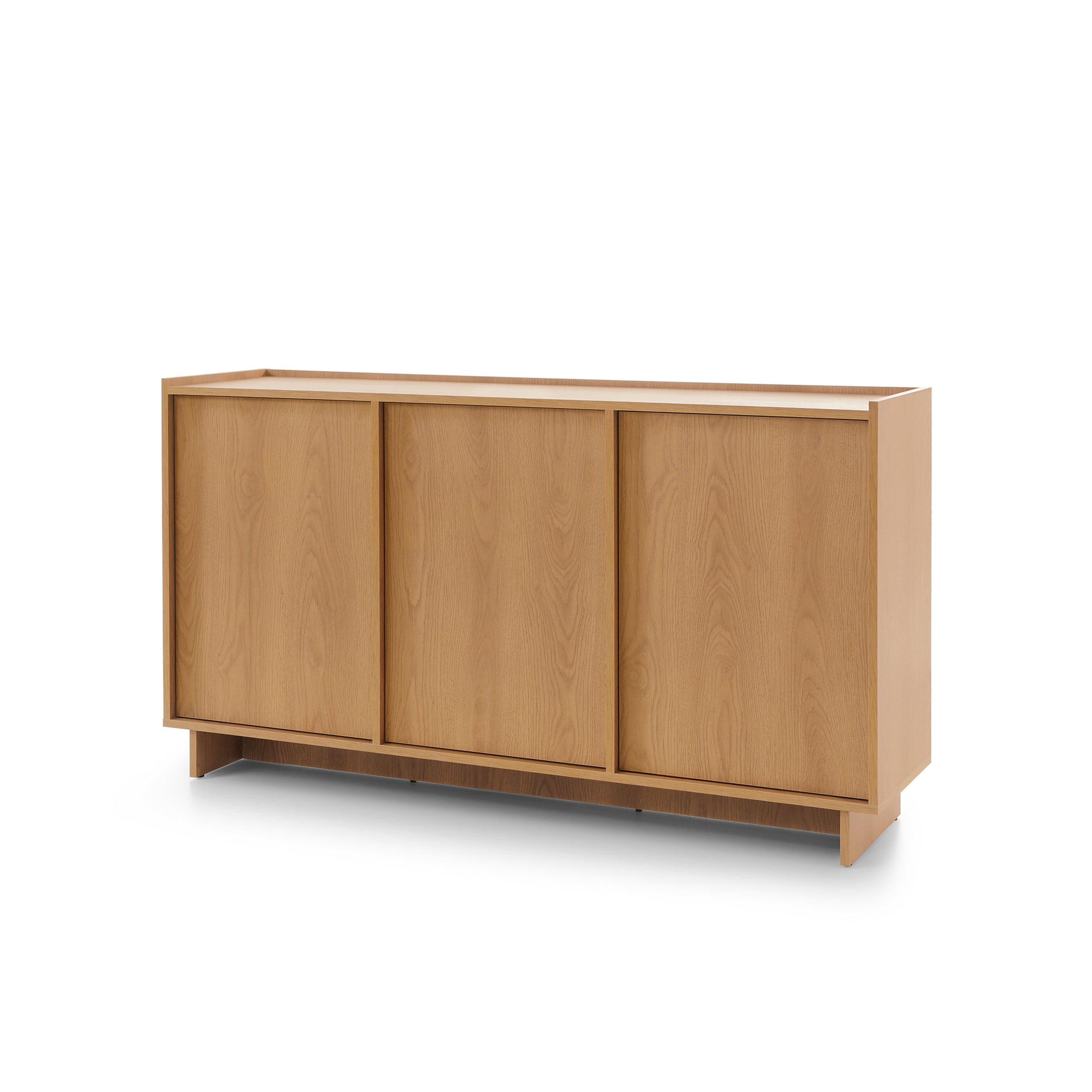 Komoda z półkami i szufladami 147x82 w stylu japandi - dąb karmel, push-to-open | Kiyro