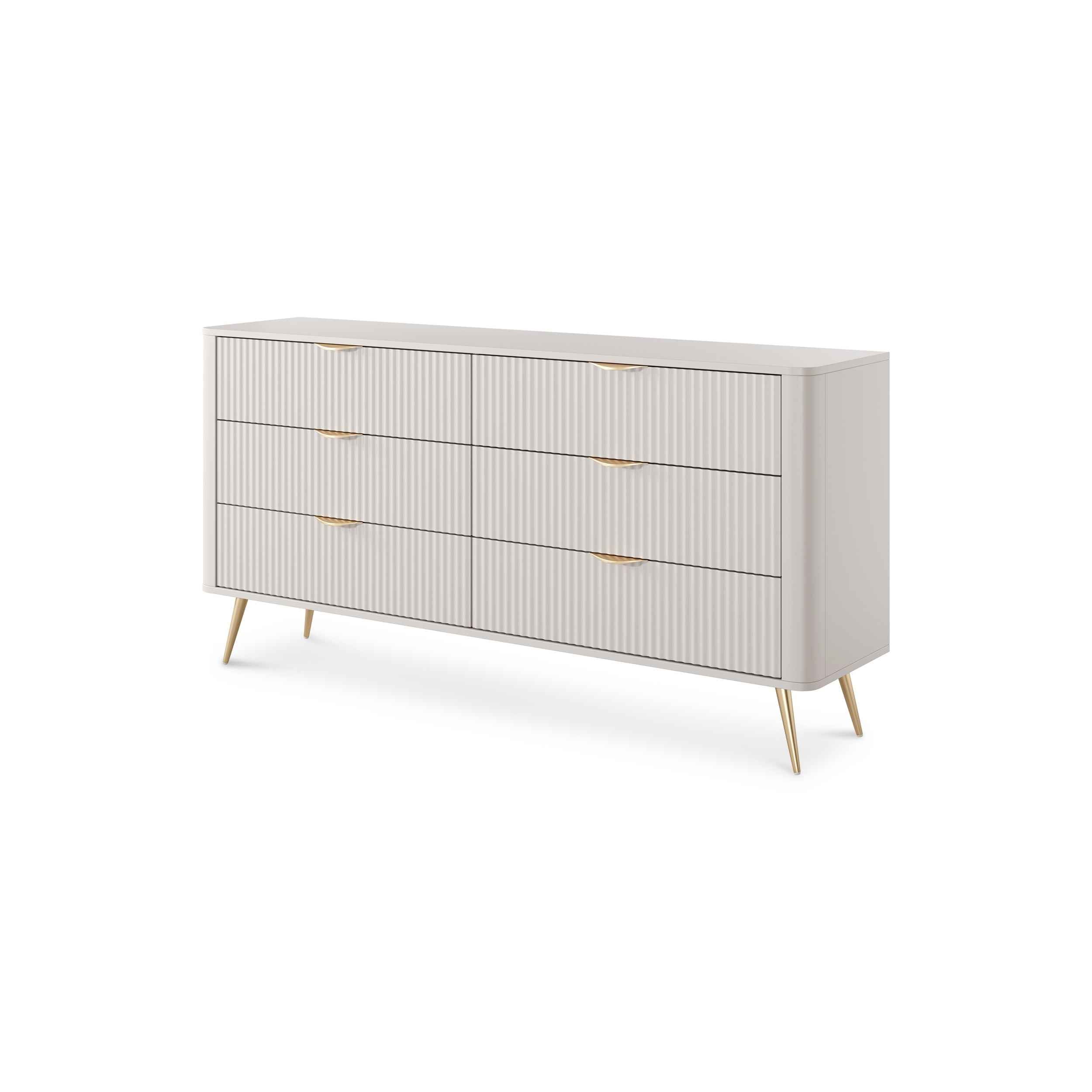 Komoda 163x81 z 6 szufladami w stylu eleganckim | Laanti Beż