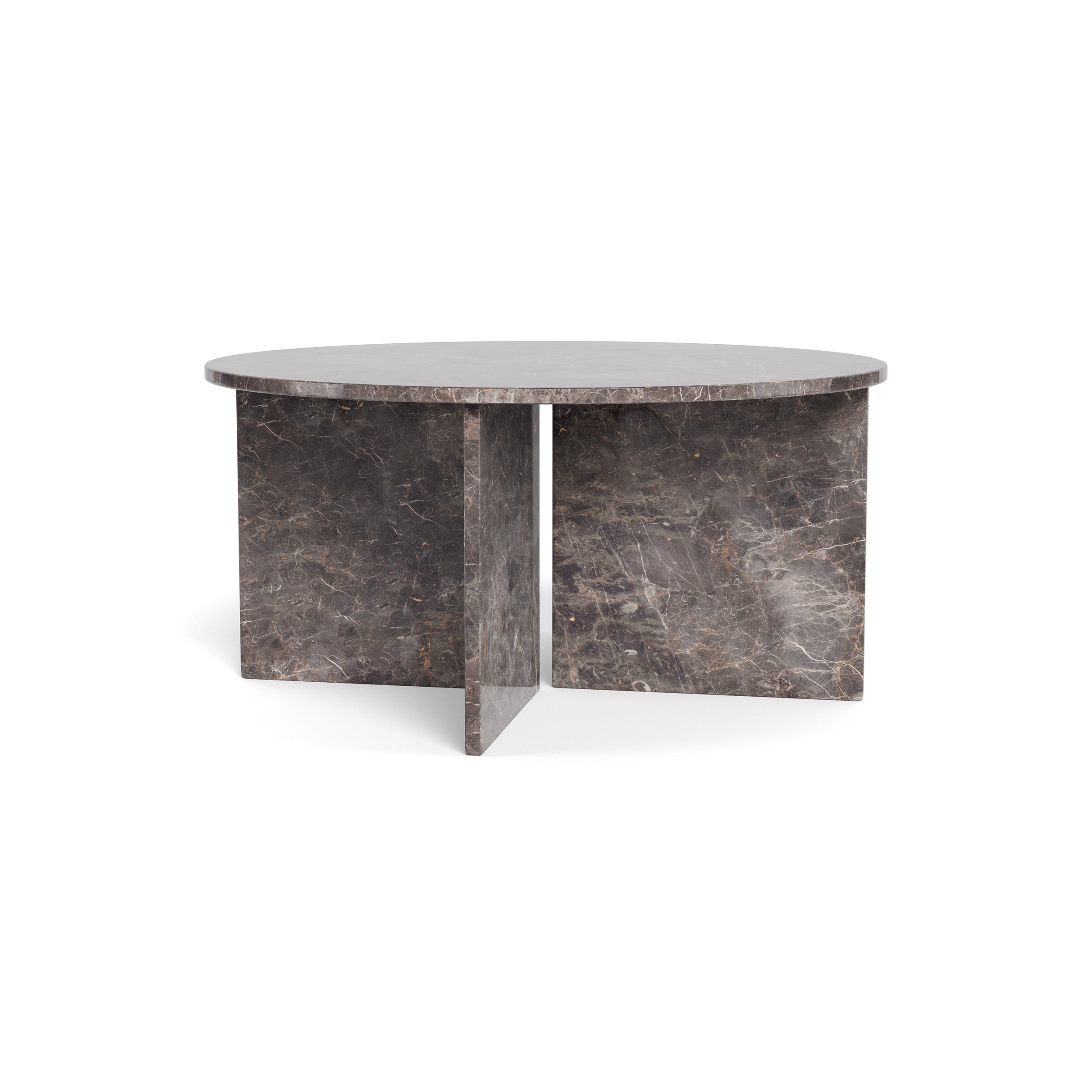 Okrągły stolik kawowy o średnicy 90 cm w stylu eleganckim | Plaris Ciemny Marmur