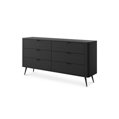 Komoda 163x81 z 6 szufladami w stylu eleganckim | Laanti Czarny