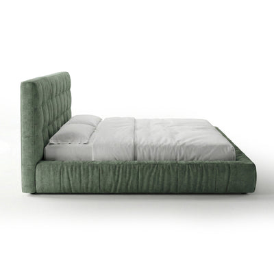 Quilted upholstered bed with a low frame in a modern style | Talaro