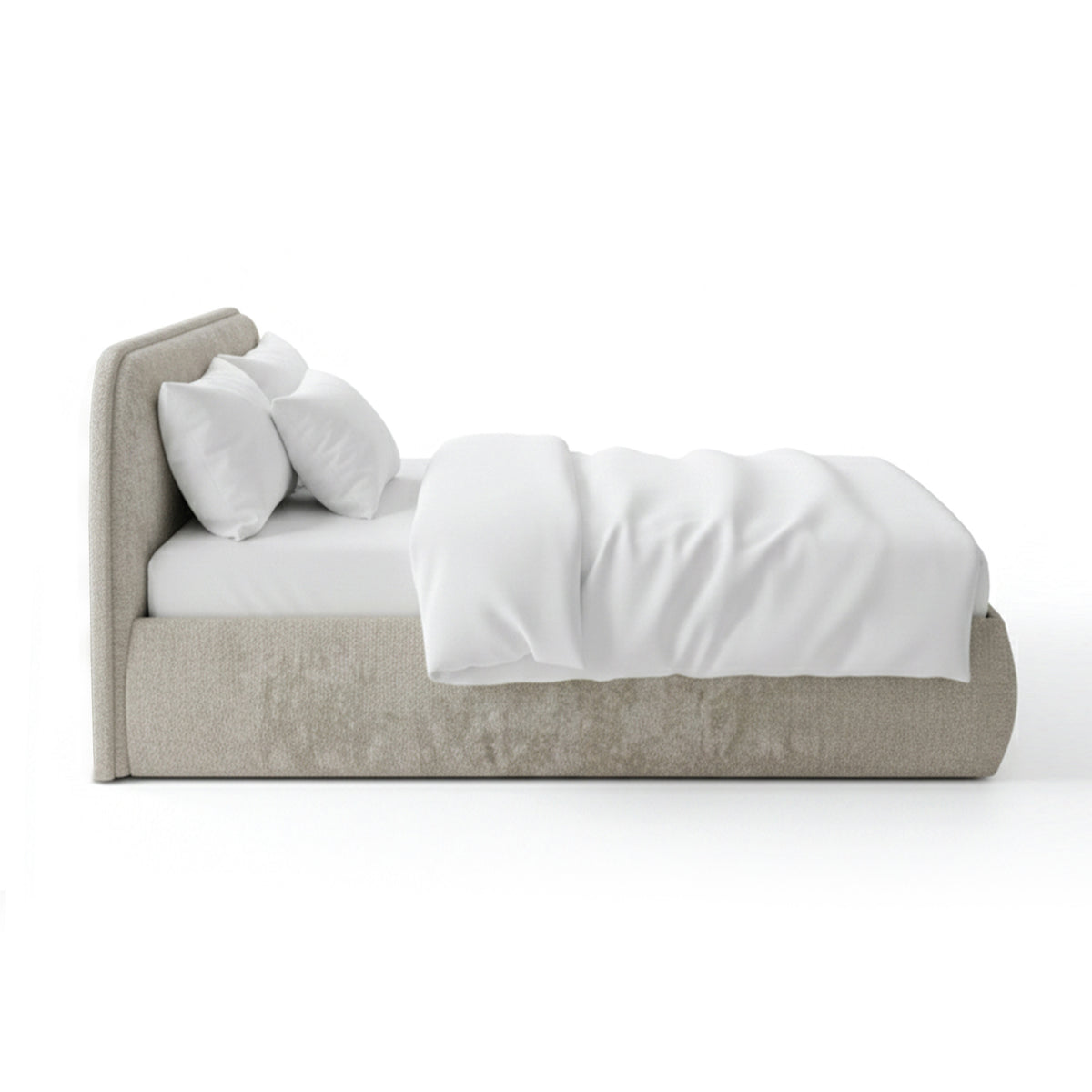 Upholstered bed with storage in a soft modern style | Eterial