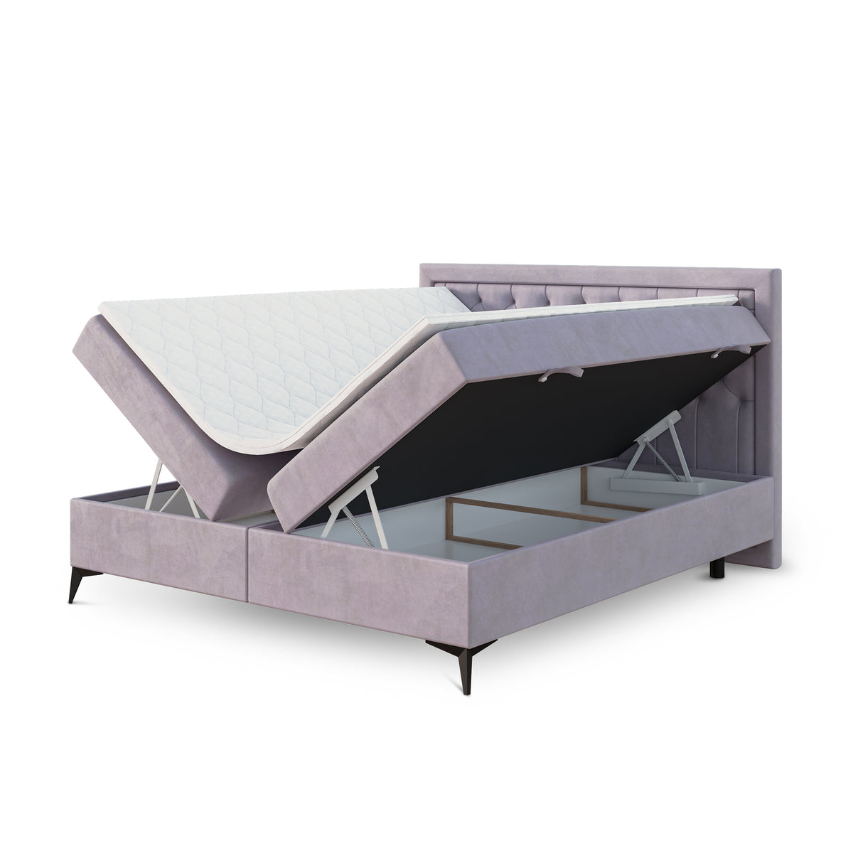 Quilted continental bed with two storage compartments in a glamour style | Rosselia