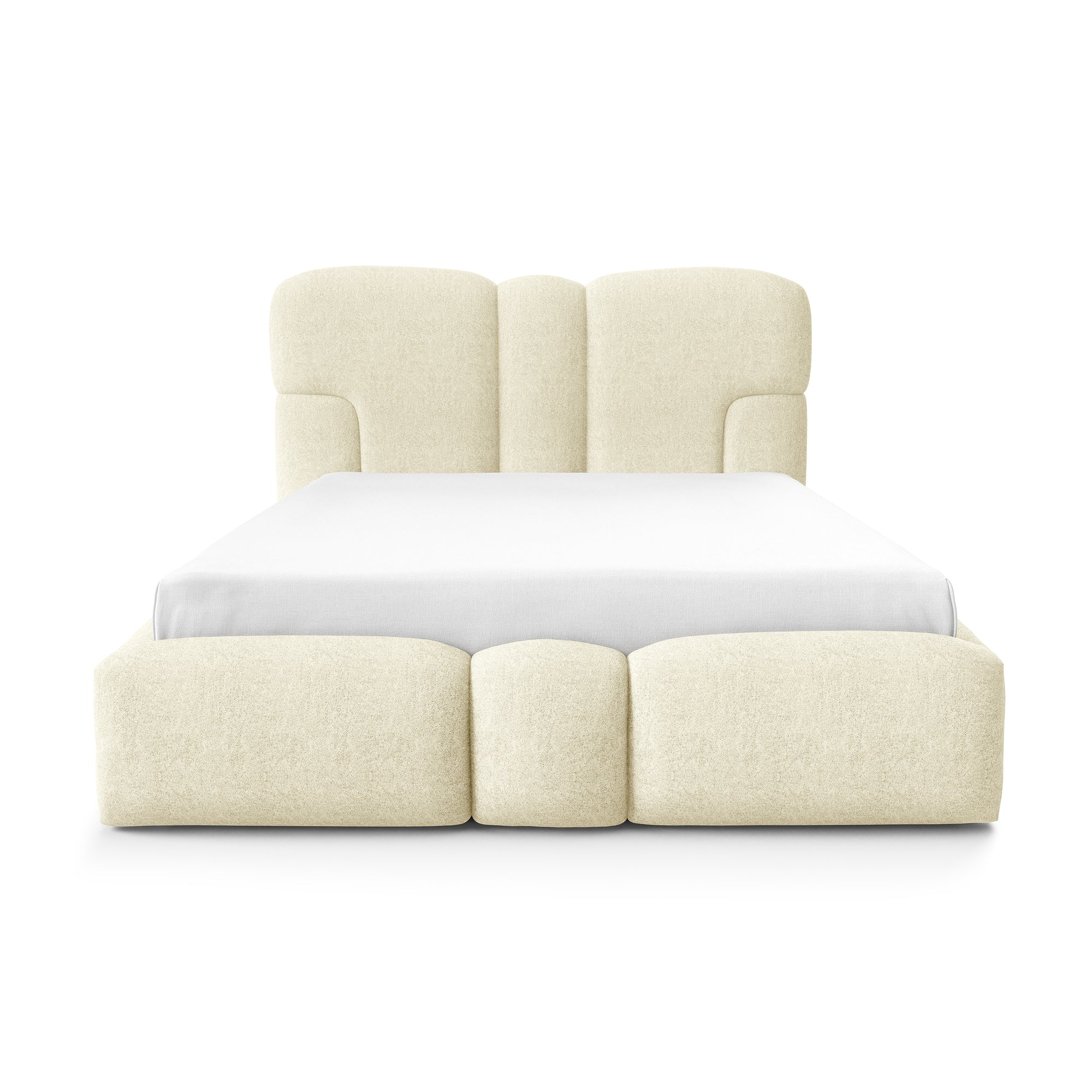 Łóżko tapicerowane z pojemnikiem w różnych rozmiarach w stylu soft - tkanina DOHA, LED, wysoki zagłówek | PUFFRA