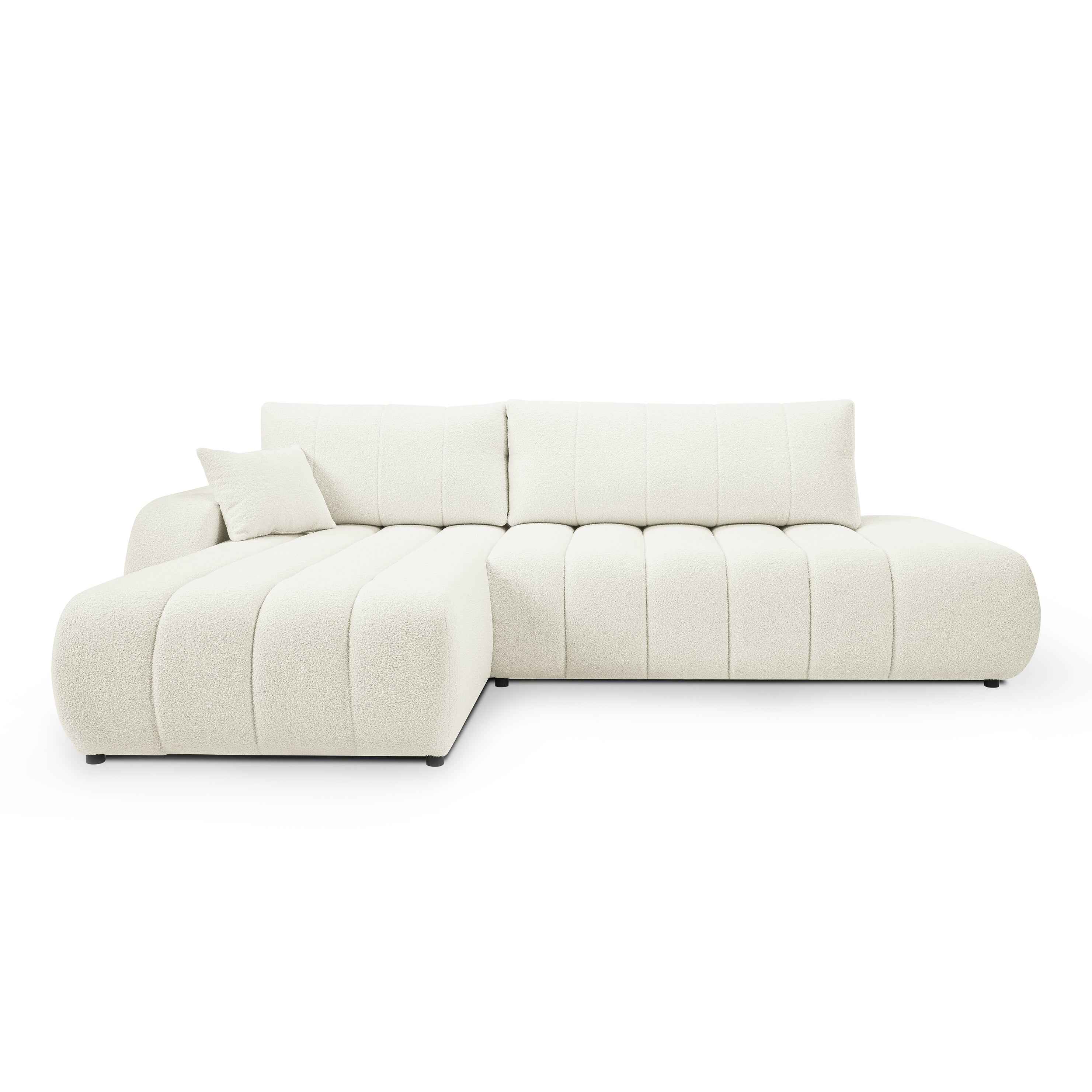 Narożnik z funkcją spania DL 276 cm w stylu nowoczesnym – tkanina Lambi, dekoracyjne przeszycia, pojemnik | BALOA