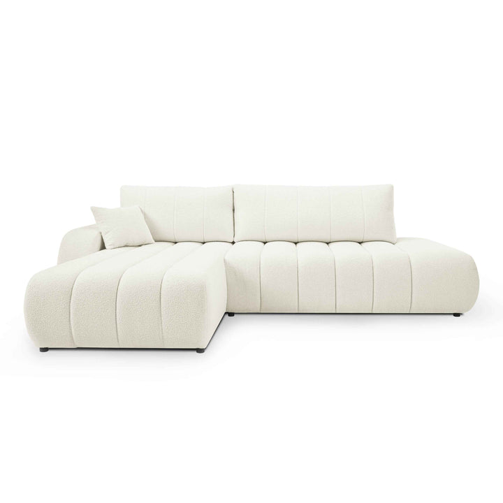 Narożnik z funkcją spania DL 276 cm w stylu nowoczesnym – tkanina Lambi, dekoracyjne przeszycia, pojemnik | BALOA