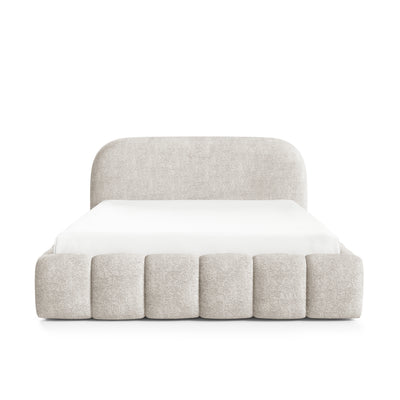 Upholstered bed with storage in a modern soft style, Monte fabric | Tegell