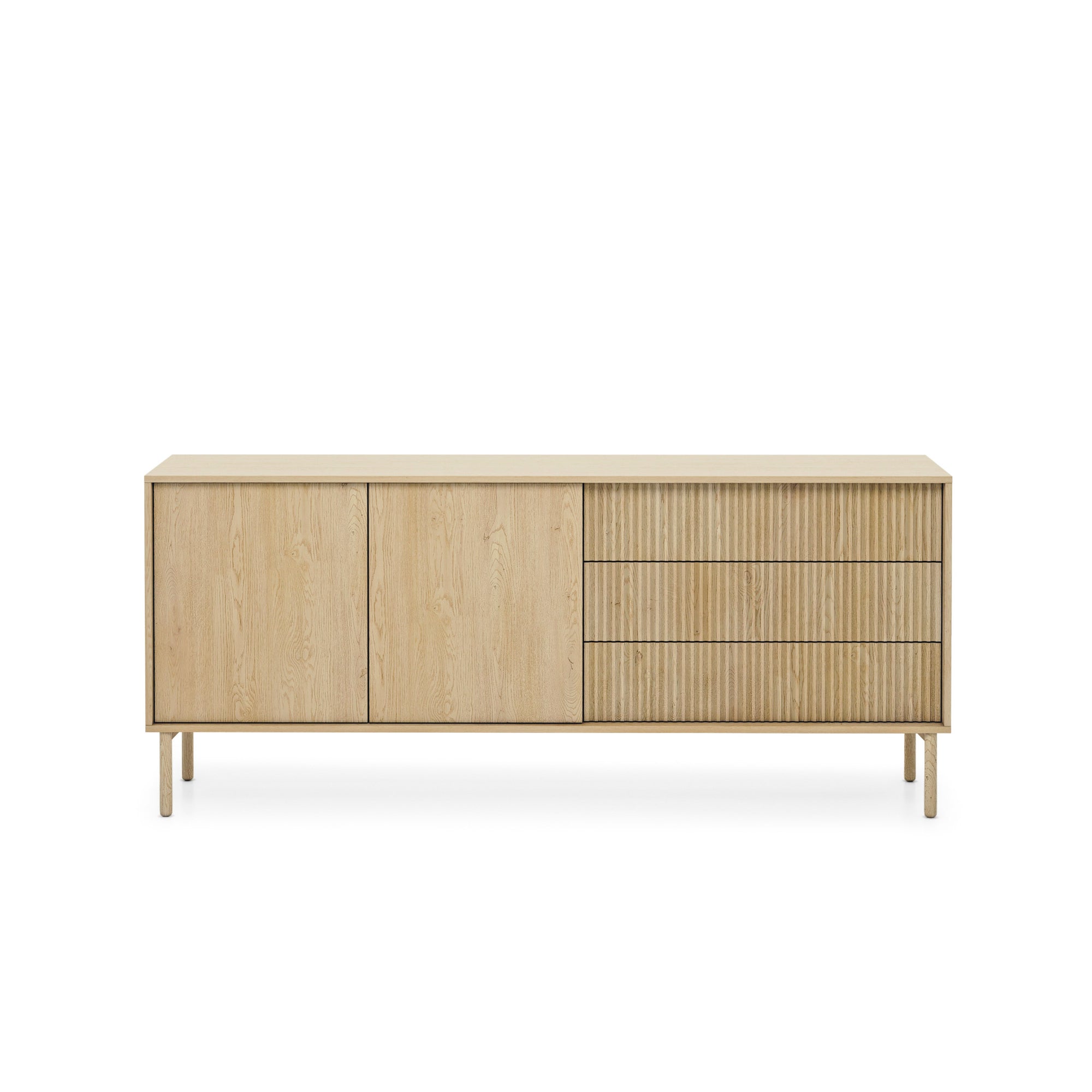 Komoda 2-drzwiowa z 3 szufladami 187x80 w stylu japandi - push-to-open, drewniane nogi | Viola