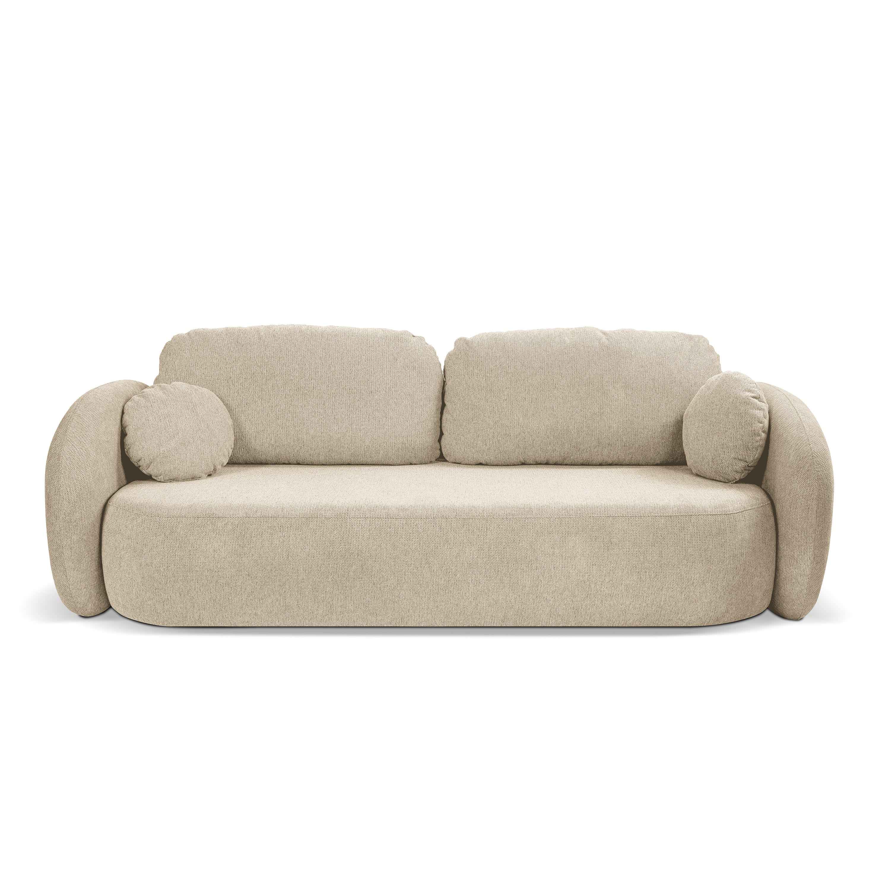 Sofa 3-osobowa z funkcją spania 142x200 z pojemnikiem w stylu art deco, tkanina Aragon | OLEMO