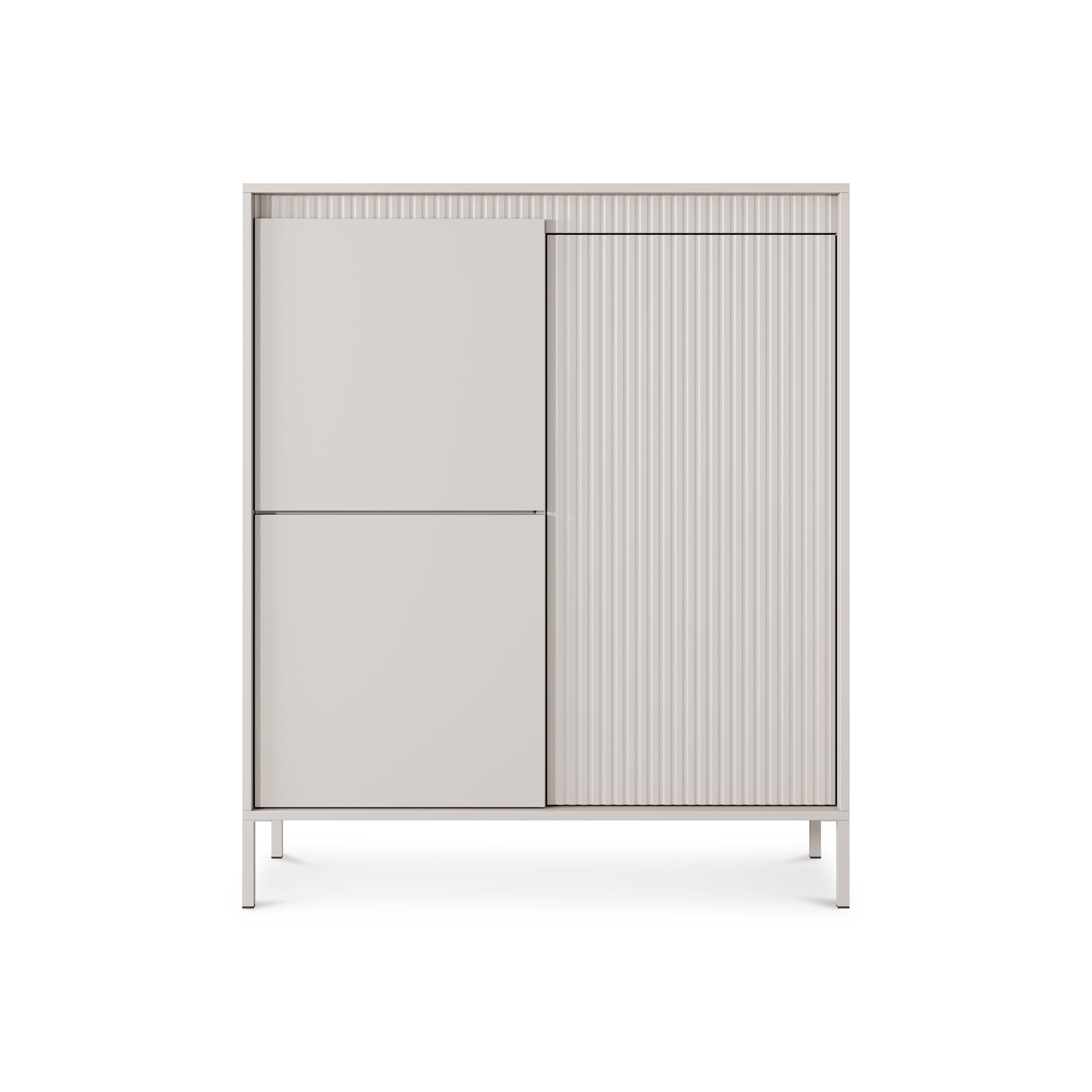 Komoda 3-drzwiowa 104x123 w stylu japandi - beż, push-to-open, wysoka forma | Senra