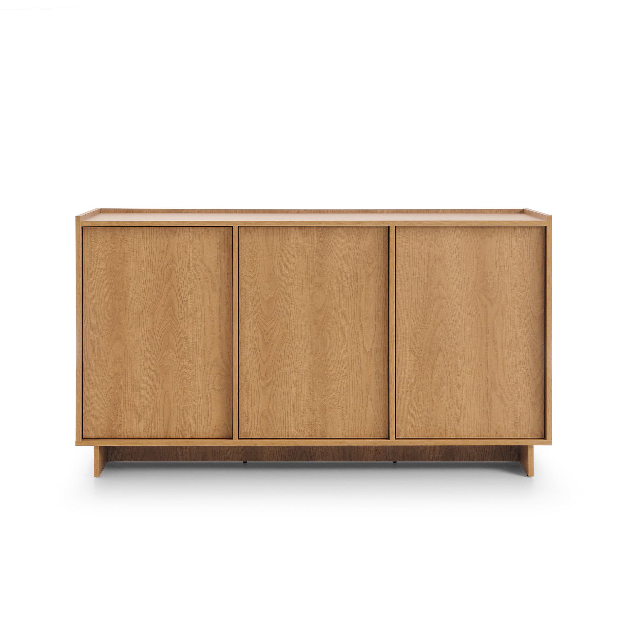 Komoda z półkami i szufladami 147x82 w stylu japandi - dąb karmel, push-to-open | Kiyro