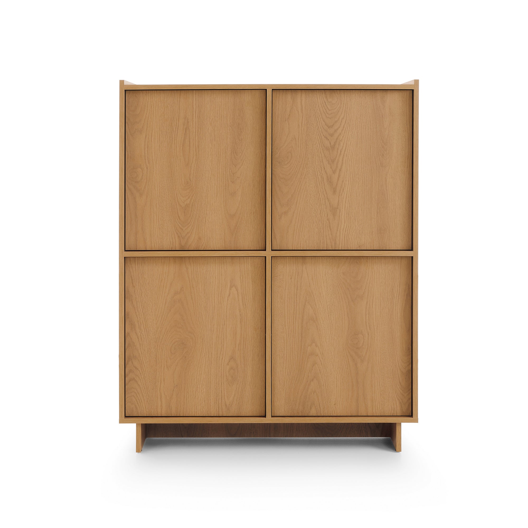 Komoda 98x124 z półkami w stylu japandi- dąb karmel, bezuchwytowe fronty | Kiyro