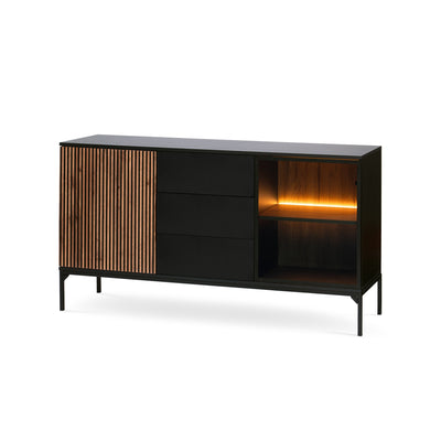 Komoda z szufladami i drzwiami 154x83 w stylu loft | Lampy Czarny