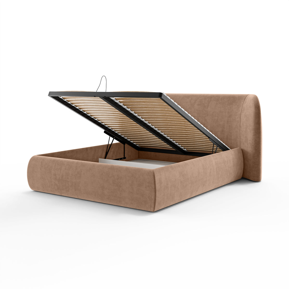 Upholstered bed with storage in a modern soft style | Frasspo