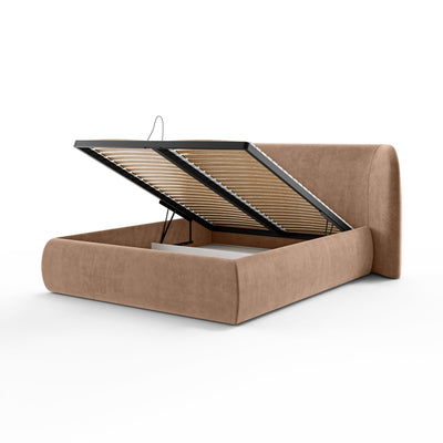 Upholstered bed with storage in a modern soft style | Frasspo