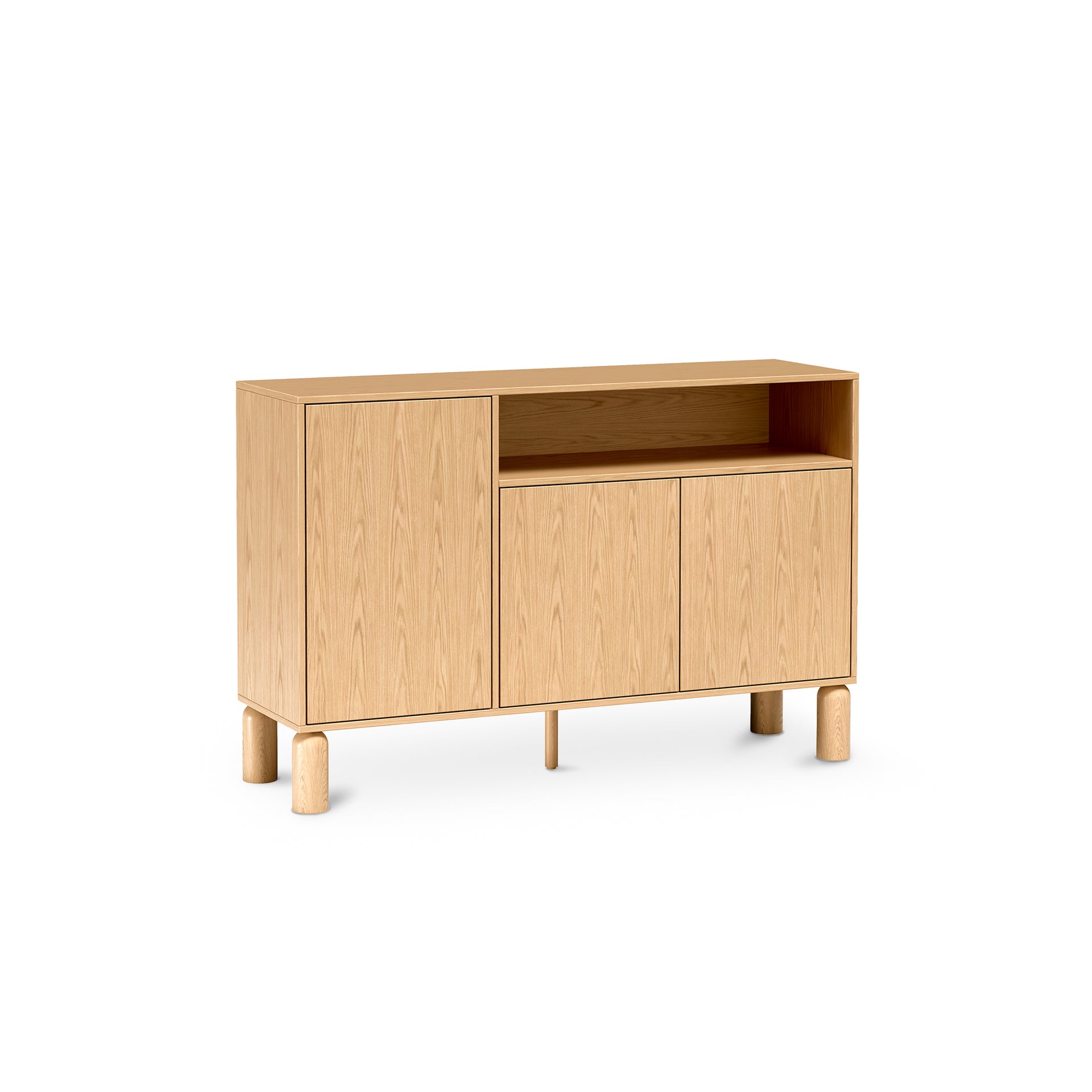 Komoda 3-drzwiowa 140x92 z otwartą wnęką w stylu skandynawskim | FJORD