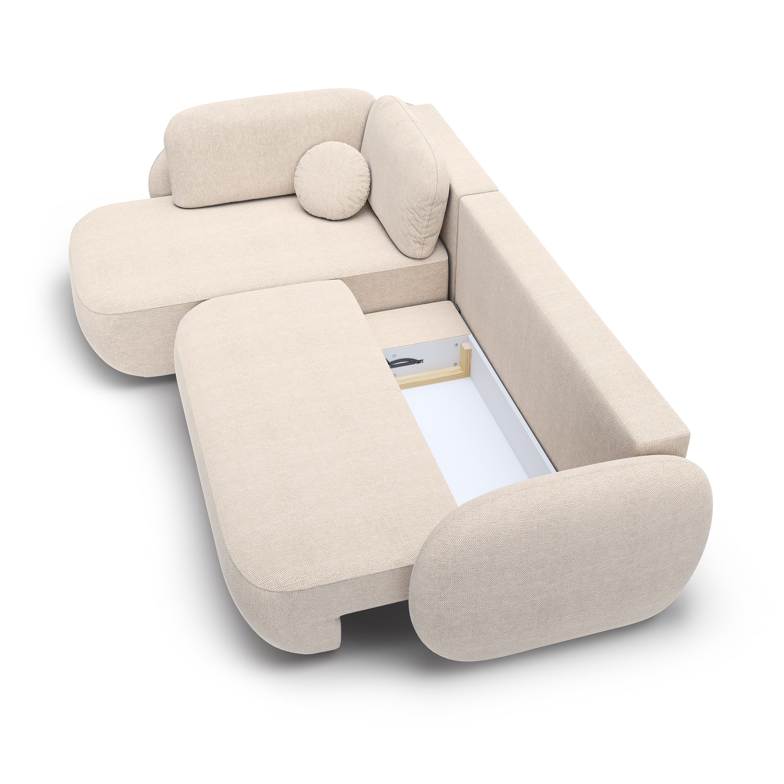Narożnik z funkcją spania o powierzchni 123x250 w stylu organic modern | OLEMO