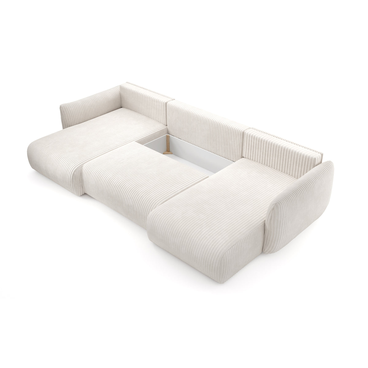 Alloro U Shaped Corner Sofa Bed with Storage, Sleeping Area 145x302 – with doors open
