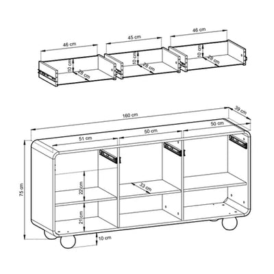 Komoda 160x75 w stylu japandi | Ballo