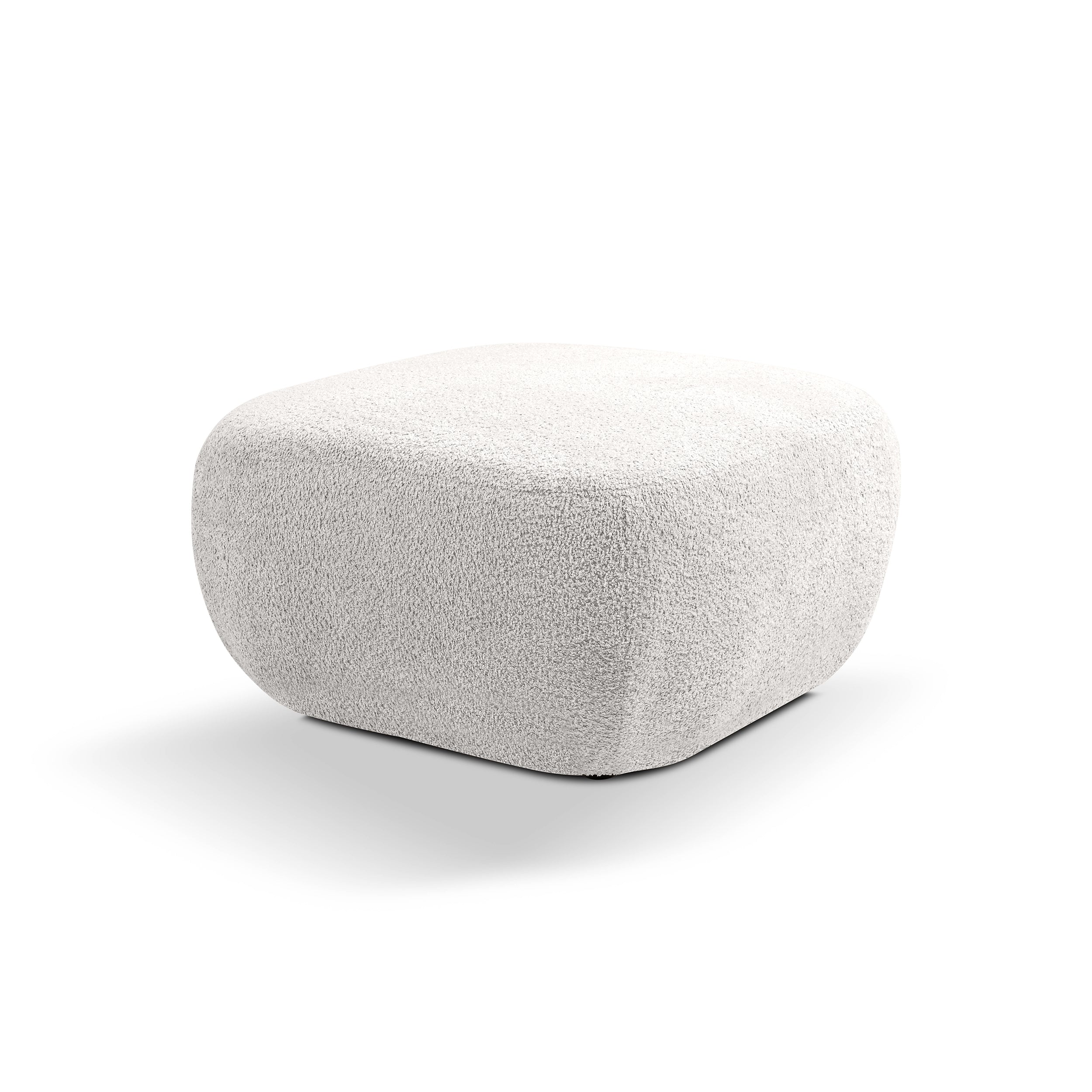 Pufa w stylu organic modern 75×39 cm - zaokrąglona forma, tkanina Abriamo, 14 kolorów | OLEMO Poranna Biel (ABRIAMO 04)