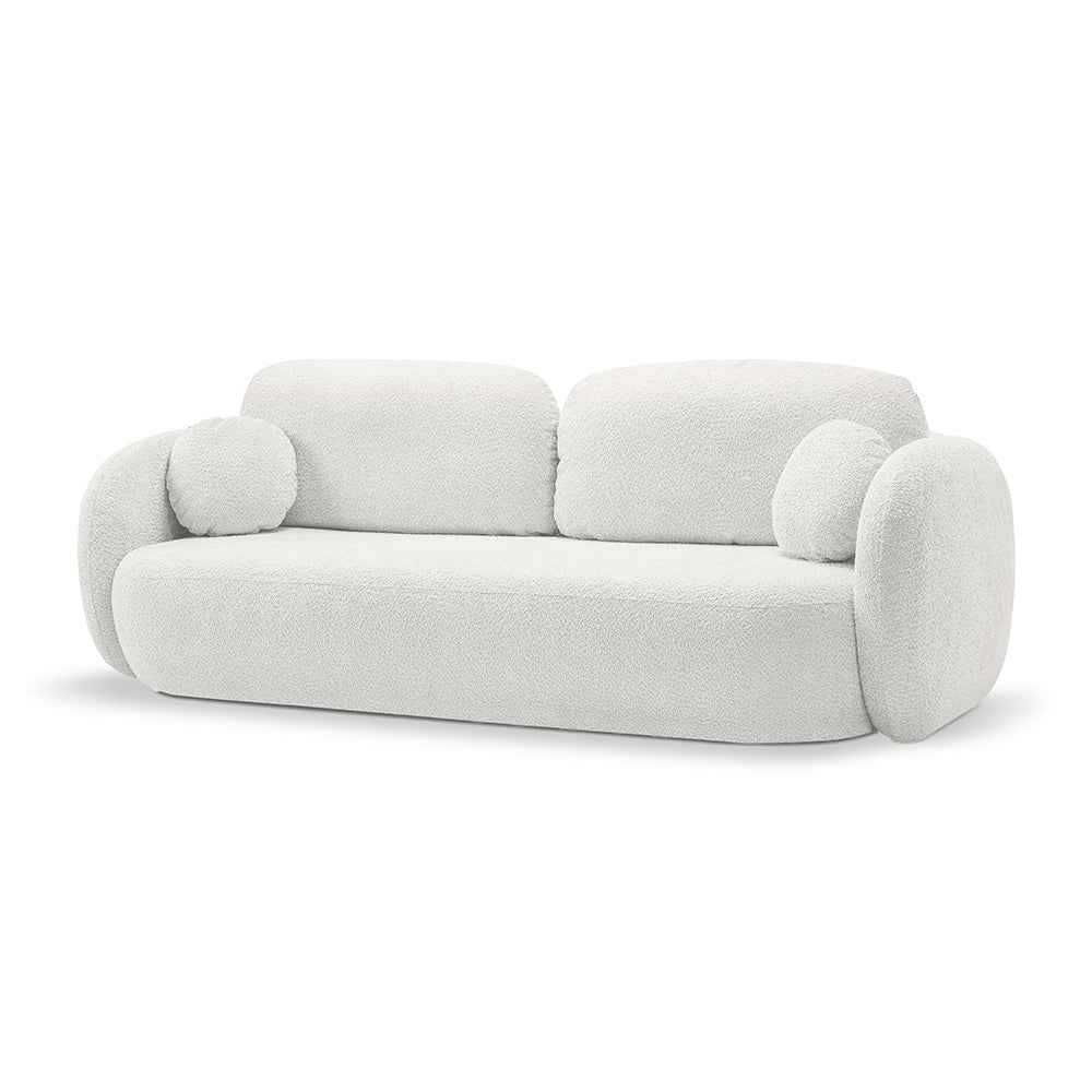 Sofa z funkcją spania 142x200 w stylu nowoczesnym, tkanina Abriamo | OLEMO Poranna Biel (ABRIAMO 04)