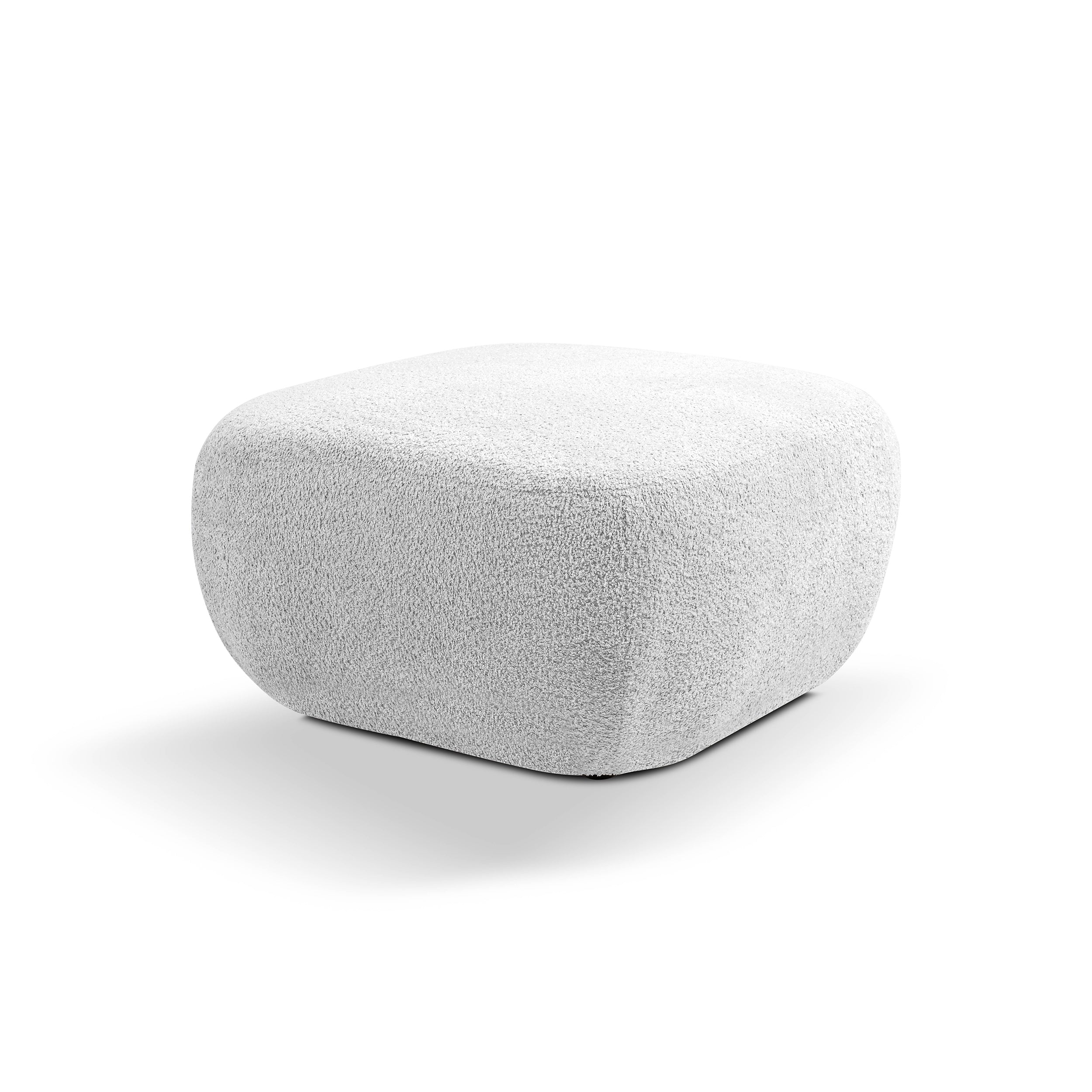 Pufa w stylu organic modern 75×39 cm, tkanina Abriamo | OLEMO Perłowy Popiół (ABRIAMO 05)